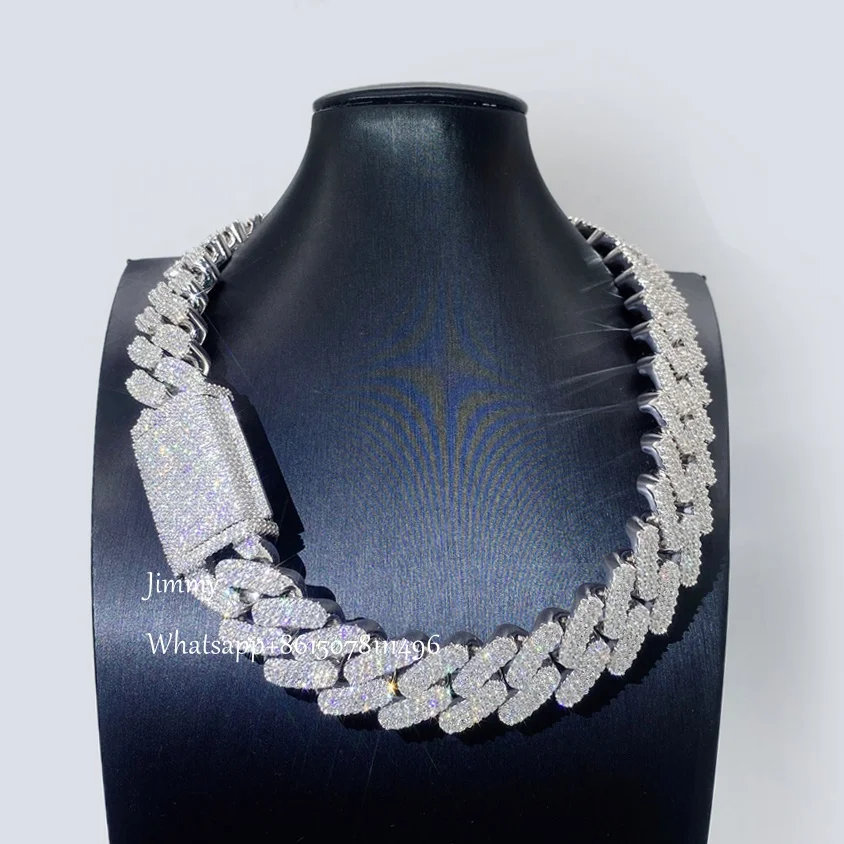 

Zuanfa Jewelry Customized 23mm Width Heavy Iced Out Jewelry Bust Down Moissanite Diamonds Cuban Link