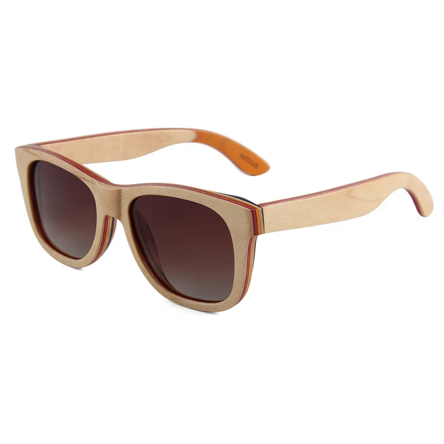 

New Fashion High Quality Sun Glasses Custom Logo Polarized Natural Wood Recycled Skateboard Wooden Sunglasses, Any colors