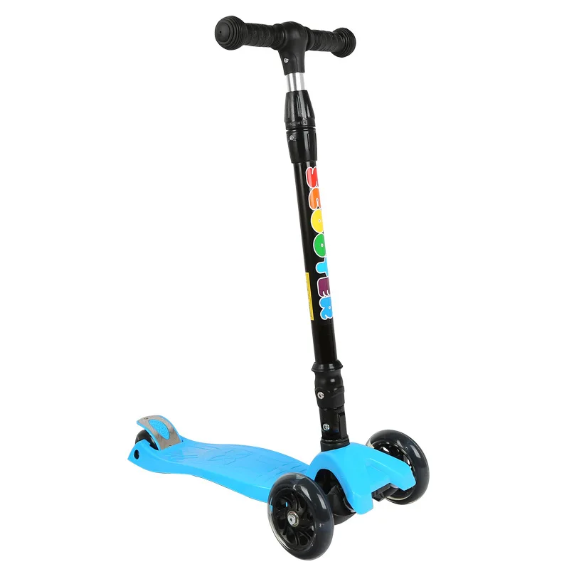Foldable Children Kids T-bar Push Foot Scooter/ Three Flashing Wheels Kick Scooter for kids