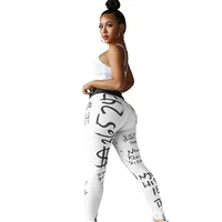 

Summer High Waist Female Yoga Pants Letter Printed Push Up Long Tights For Running Women Compression Fitness Sport Leggings