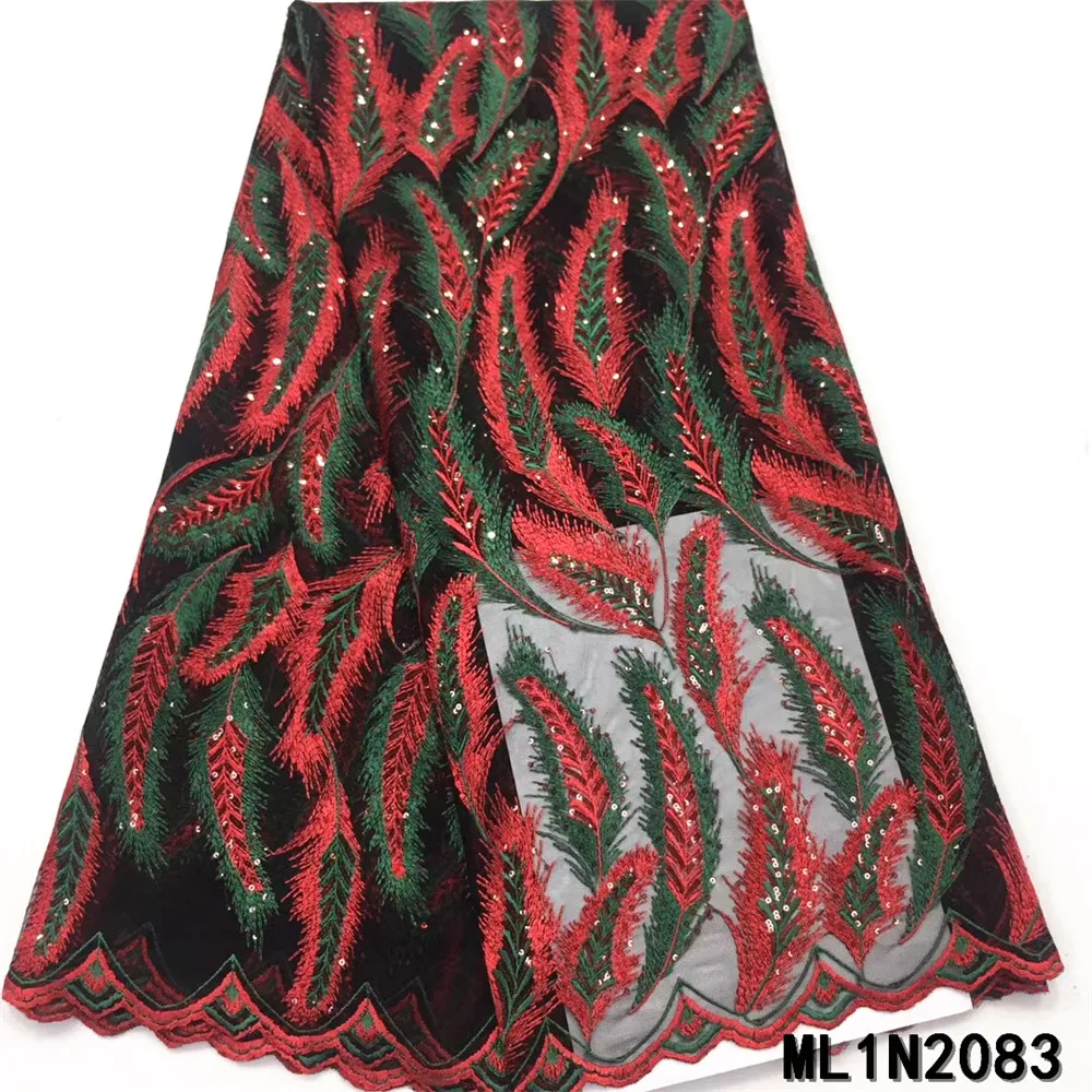 

Beautifical 2020 tulle net lace african french lace party dress fabric with sequins ML1N2083, Can be customized