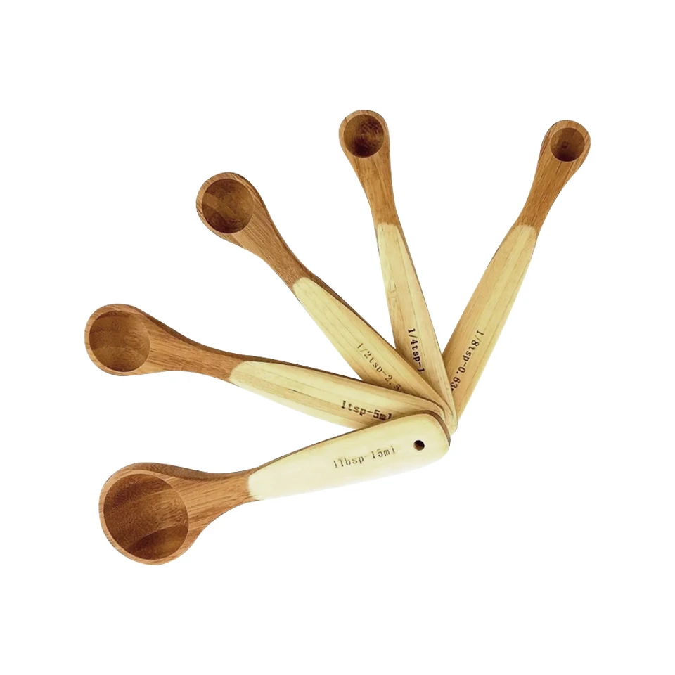 

Custom Logo Hot selling wooden and bamboo measurement cup and spoon set