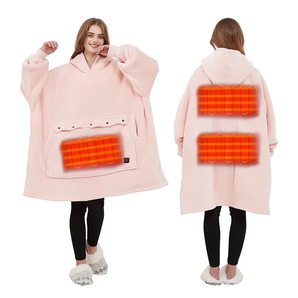 

Hot Popular Sweatshirt Wearable Blanket Heating Warm Adult Fleece Hooded Blankets Throw Wearable Oversize Hoodie