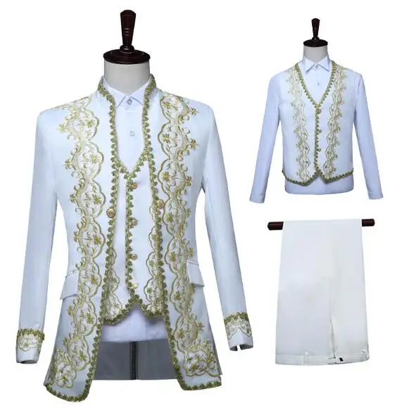 

ecowalson Deluxe Victorian King Prince Costume For Adult Men Top Vest Jacket Coat Blazer Suit Stage Theater Cosplay Outfit Pants