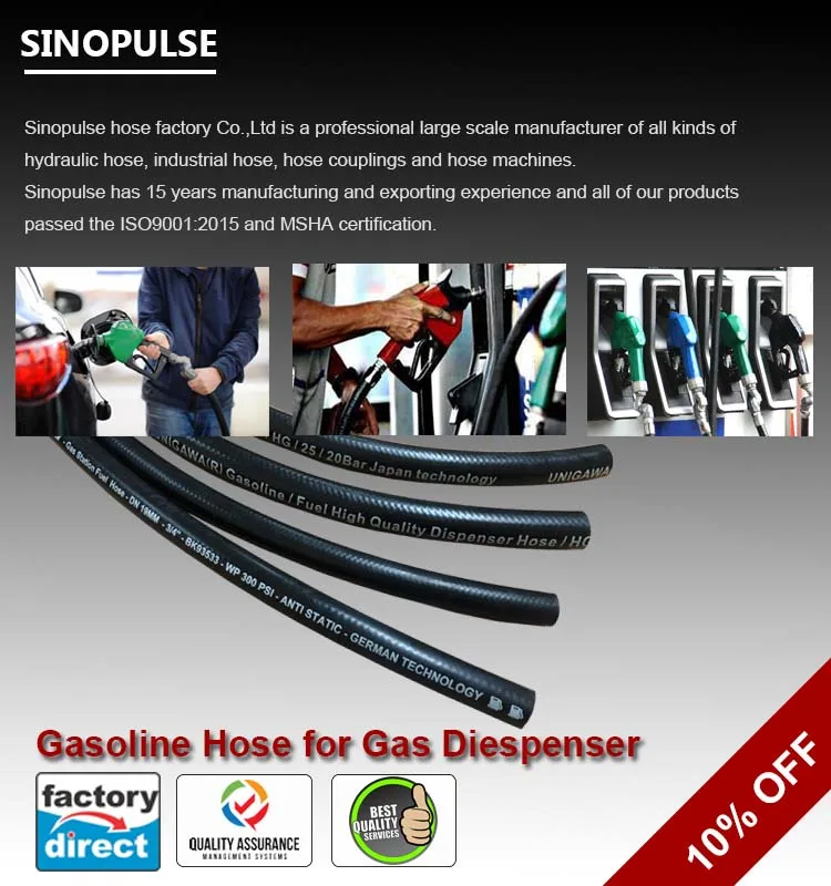 High Temperature Flexible 1 Inch Fuel Oil Resistant Nitrile Gasoline Rubber Hose For Gas Station