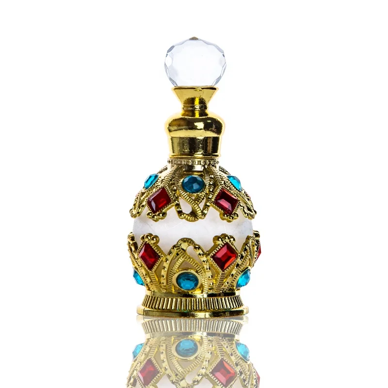 

15ml Dubai Luxury Round Arabic Refillable Frosted Essential Oils Empty Glass Perfume Bottle