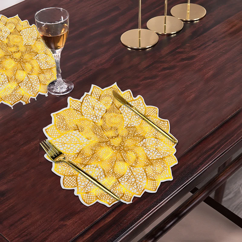 

Flower Shape Irregular Rose Gold Low MOQ PVC Table Placemat