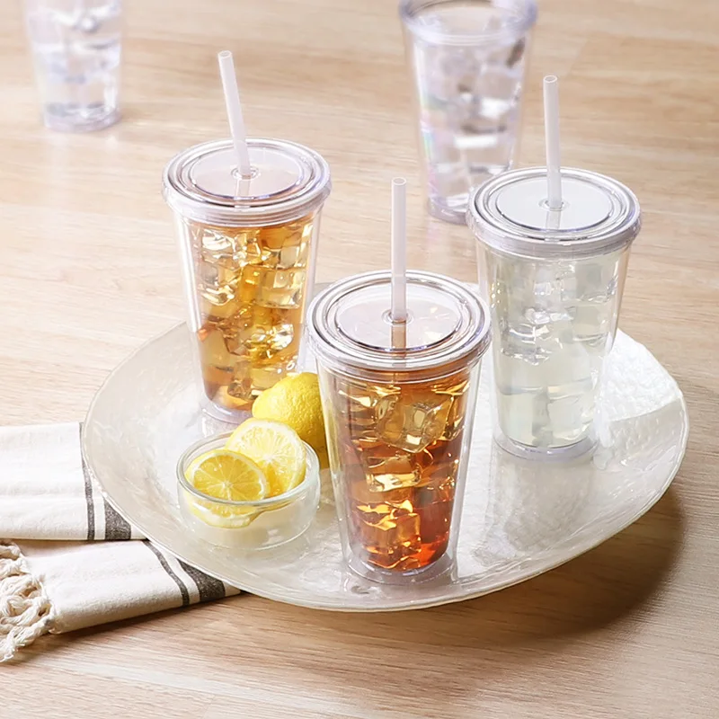 

16OZ Skinny Tumbler Reusable Water Cups With Multi Colored Lid And Straw Blanks Sublimation Insulated Tumblers For Summer, Customized colors acceptable