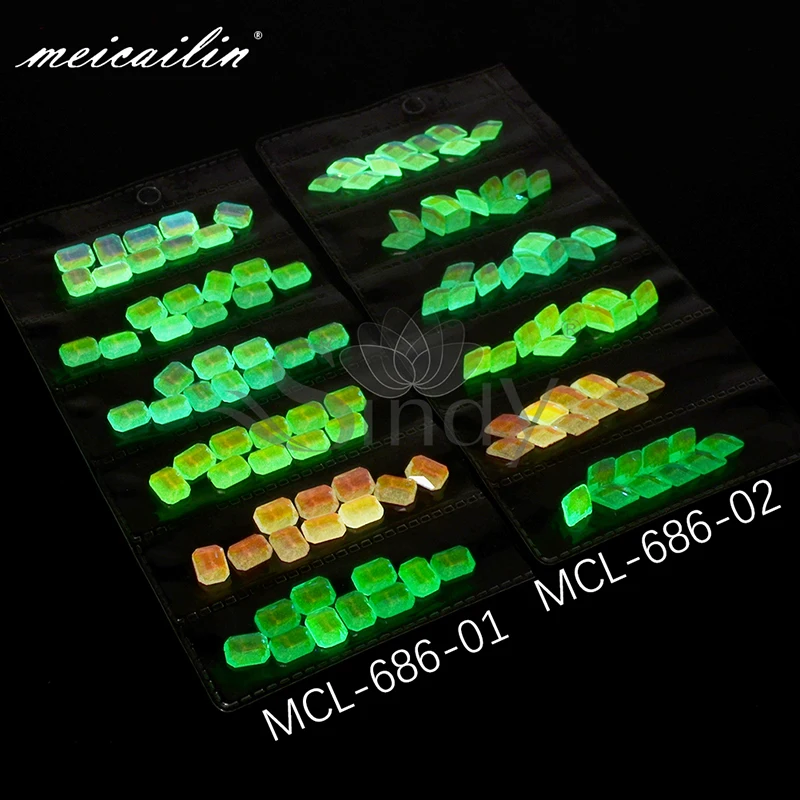 

Wholesale flat back luminous nail art crystal glow in the dark rhinestone