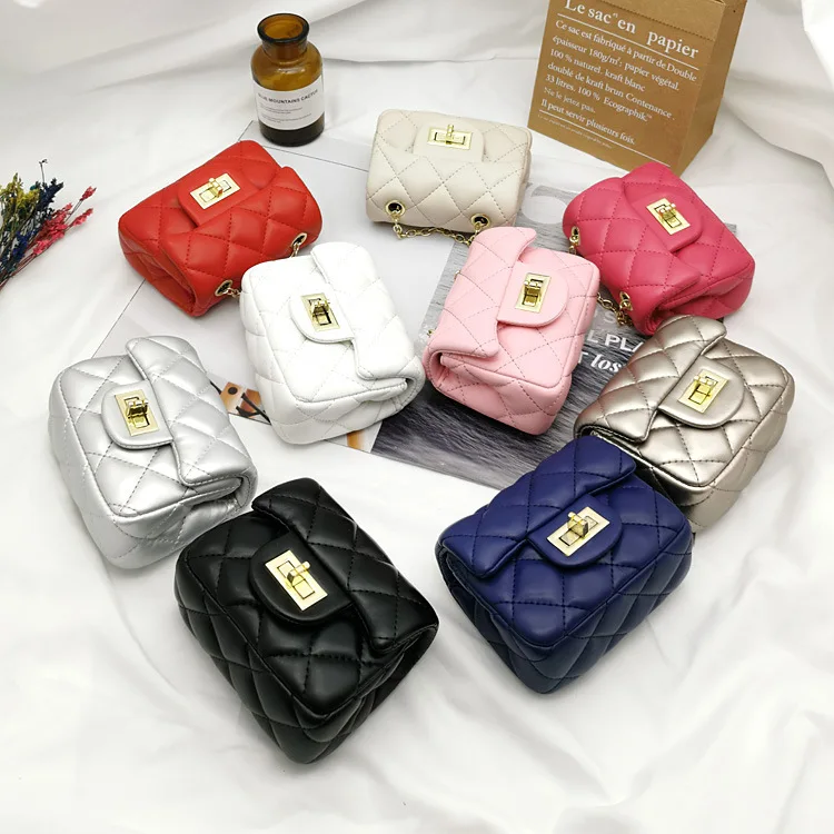 

2021 kids handbags fashionable shoulder mini crossbody bag chain children toddler girl cute mini purse, 9 colors