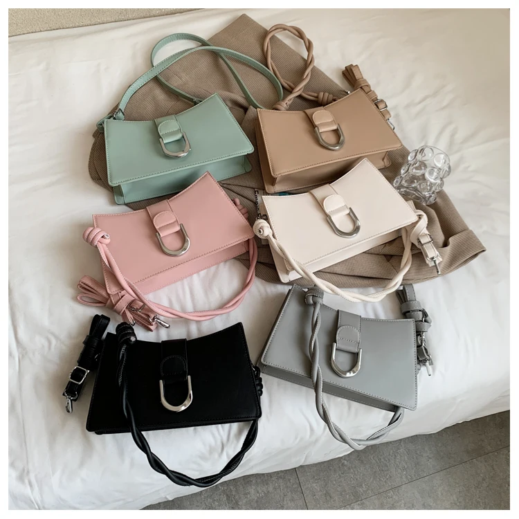 

New Style Shoulder Hand Bag Simple Texture Casual Fashion Clutch Bags Solid Color All Match Messenger Bags For Ladies, Black,green,pink,gray,khaki,white