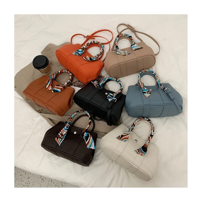 

Solid Large Capacity Handle With Scarves Handbags Office Ladies Fashion Luxury Women Hand Bags Designer Vintage Bags For Girls