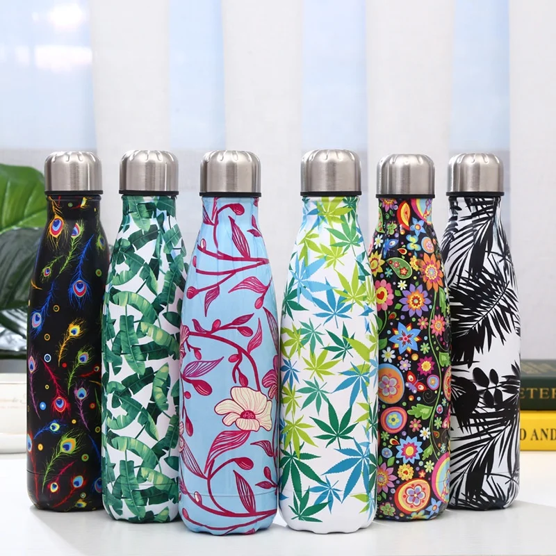

Creative custom flower printing insulated stainless steel sport water bottle