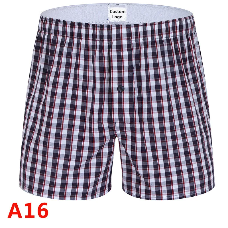 

wholesale customised organic Combed cotton colorful custom mens men's Plaid underwear boxer shorts