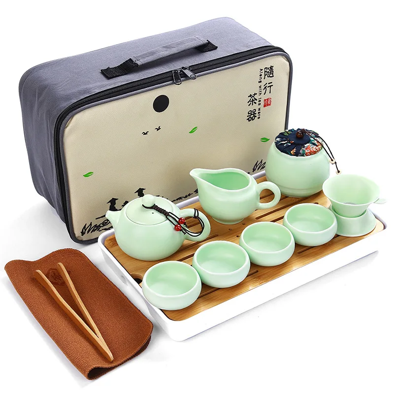 

Take Away Travel Tea Set Porcelain Tea Kit Chinese Kung Fu Tea Set Ceramic In Box, Any pms colour is accepted