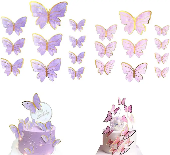 

Amazon Hot Selling 3D Lively Butterfly Cake Decoration 10Pcs/Set Mixed Size Cake Cupcake Topper Kit