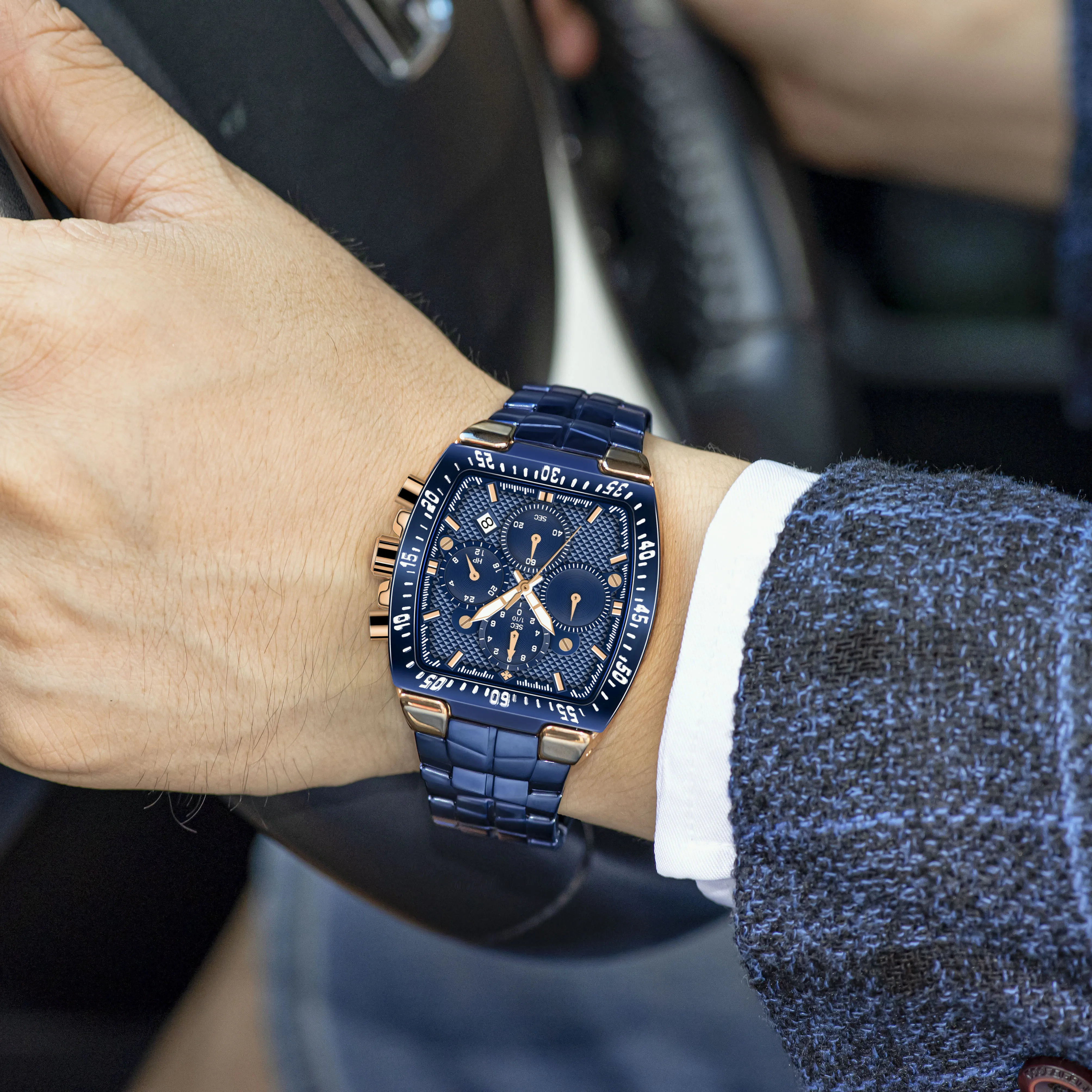 

Leisure Men Quartz Wristwatch Stainless Steel Waterproof Luxury wwoor Watch 2021