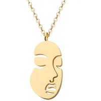 

Gold 18K Pendant Abstract Face Stainless Steel Necklace