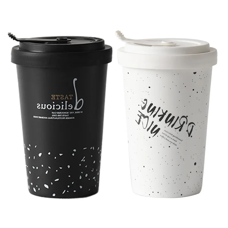 

Seaygift custom logo 15oz white and black double walled insulated travel ceramic cup keep warm thermal coffee ceramic mug, Customized colors acceptable