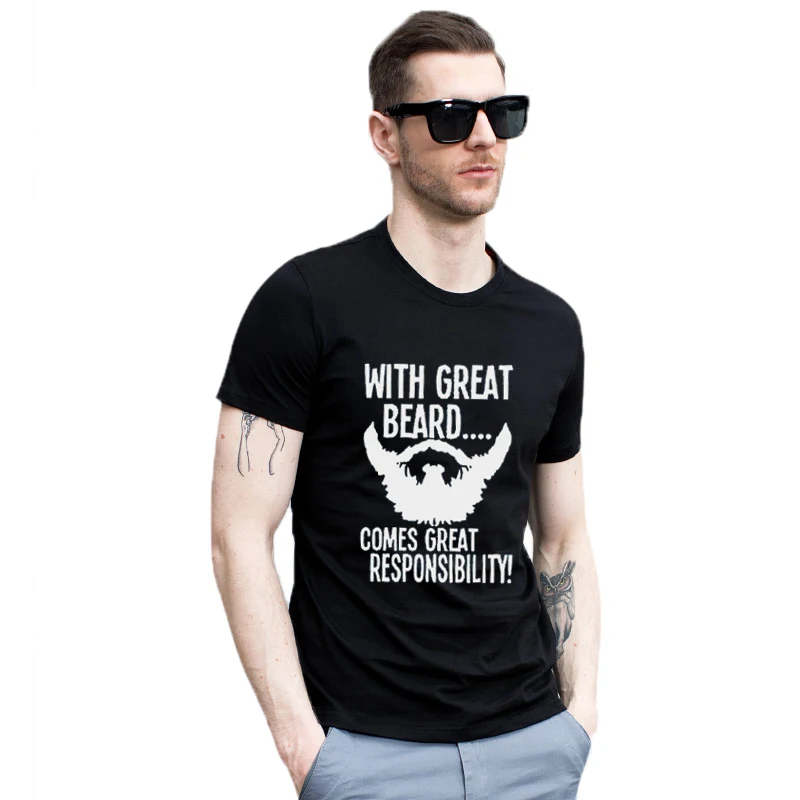 funny letters t shirt 100% cotton for father with big beard