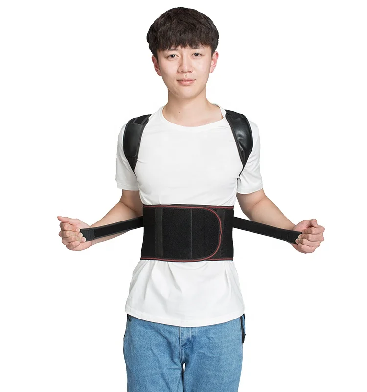 

Adjustable Back Posture Corrector Spine Men And Women Upper Back With Shoulder Shoulder Waist Support, Black