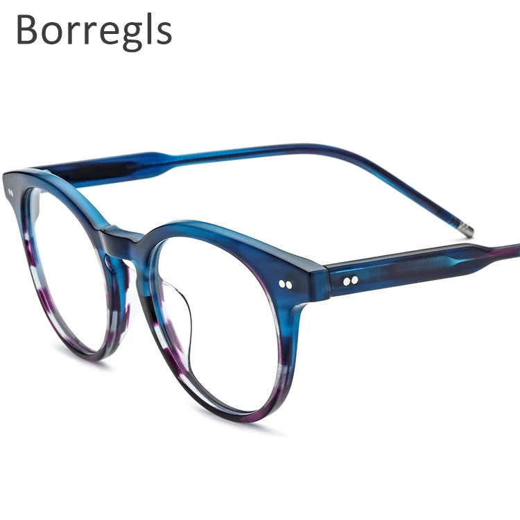 

Borregls Acetate Optical Glasses Frame Men 2022 New Fashion Vintage Round Eyeglasses Nerd Women Spectacles Myopia Eyewear 19127