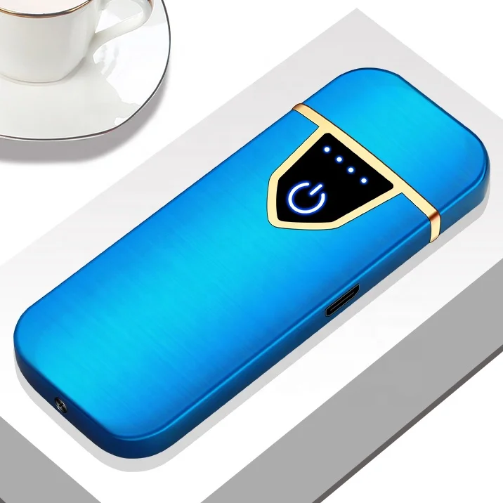 

Blue Touchscreen Frosted USB Rechargeable Electric Flexible Led Display Lighter, Satin