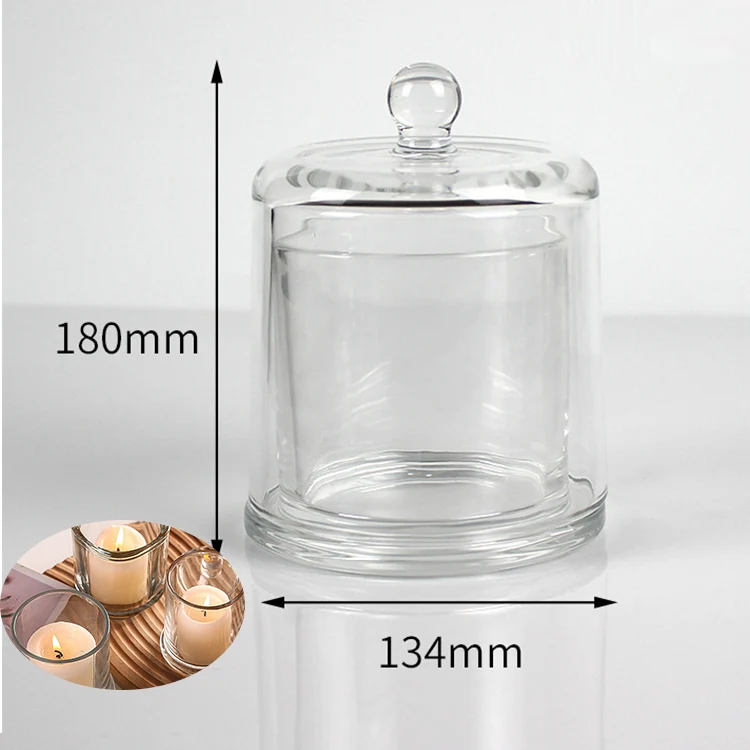 730ml Empty Unique Clear Double Wall Scented Transparent Candle Glass Jar With Glass Cover
