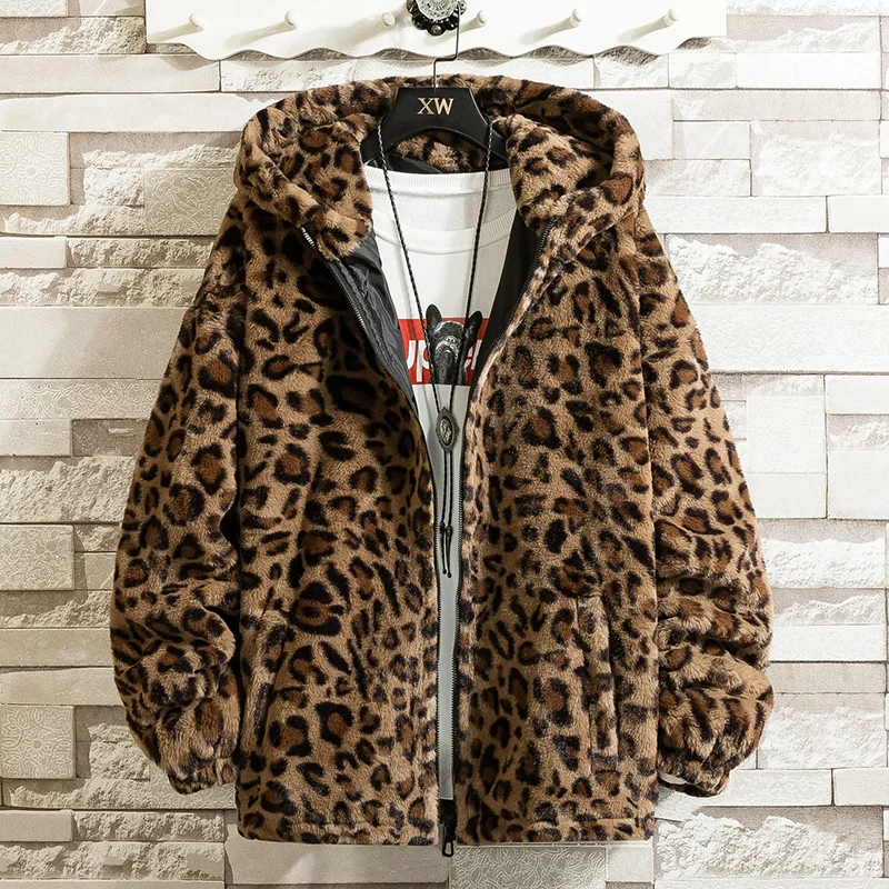 

Leopard Plus Size Men's Coats Boys Winter Fleece Coats 2021 New Design Coats For Men