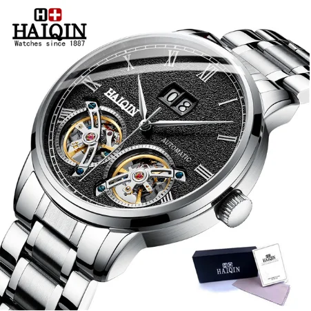 

2020 HAIQIN top branded automatic watch double flywheel watch men's tourbillon military sport clock men's mechanical Watches, Shown