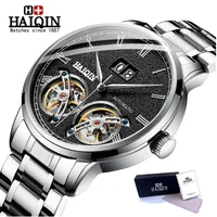 

2020 HAIQIN Top branded automatic watch double flywheel watch men's tourbillon military sport clock Men's mechanical Watches