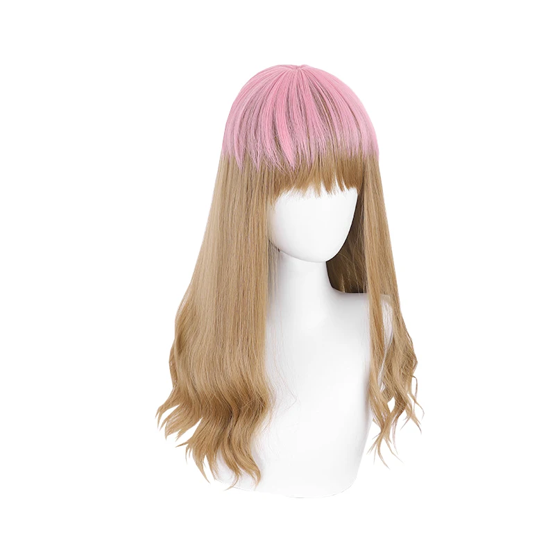 

Pink Gradient Brown Long Synthetic Hair Anime Comic Exhibition Cosplay Hair COS Ombre Wigs Sweet Female 34 INCH, Pic showed