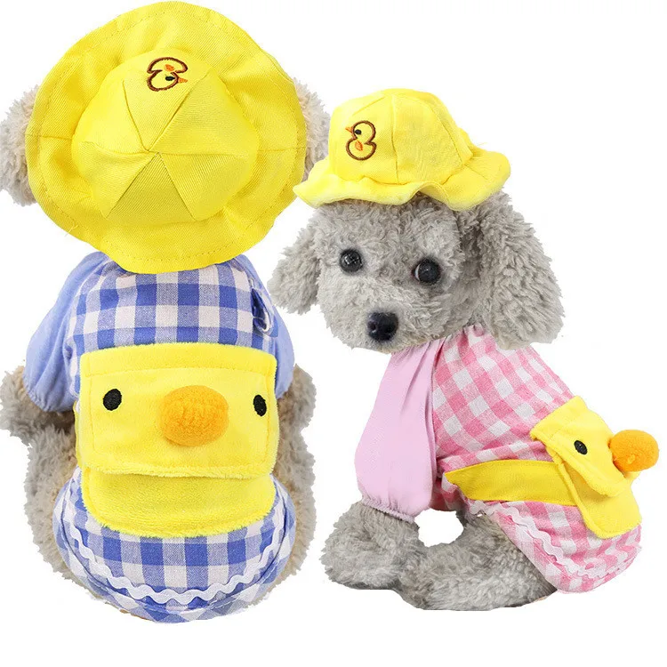 

Cute Little Duck Cartoon Summer Designer Fashion Pet Dogs Clothes, Pink, blue