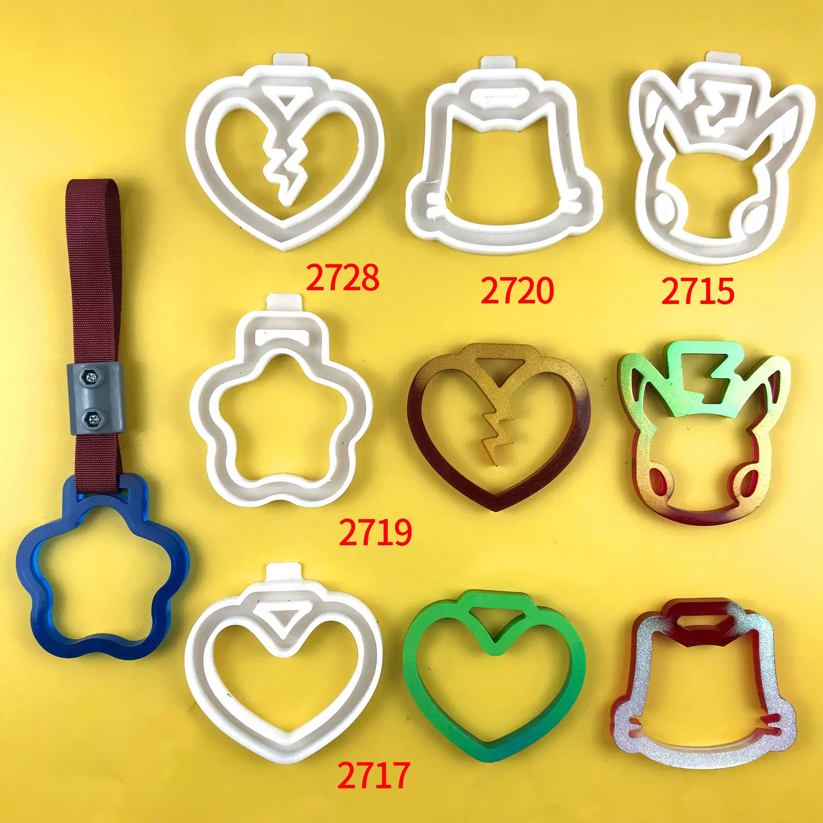 

2715 Tsurikawa Ring Pikachu Heart star cat Broken heart Car Bus Train Universal Handle Hand Strap resin silicone mold