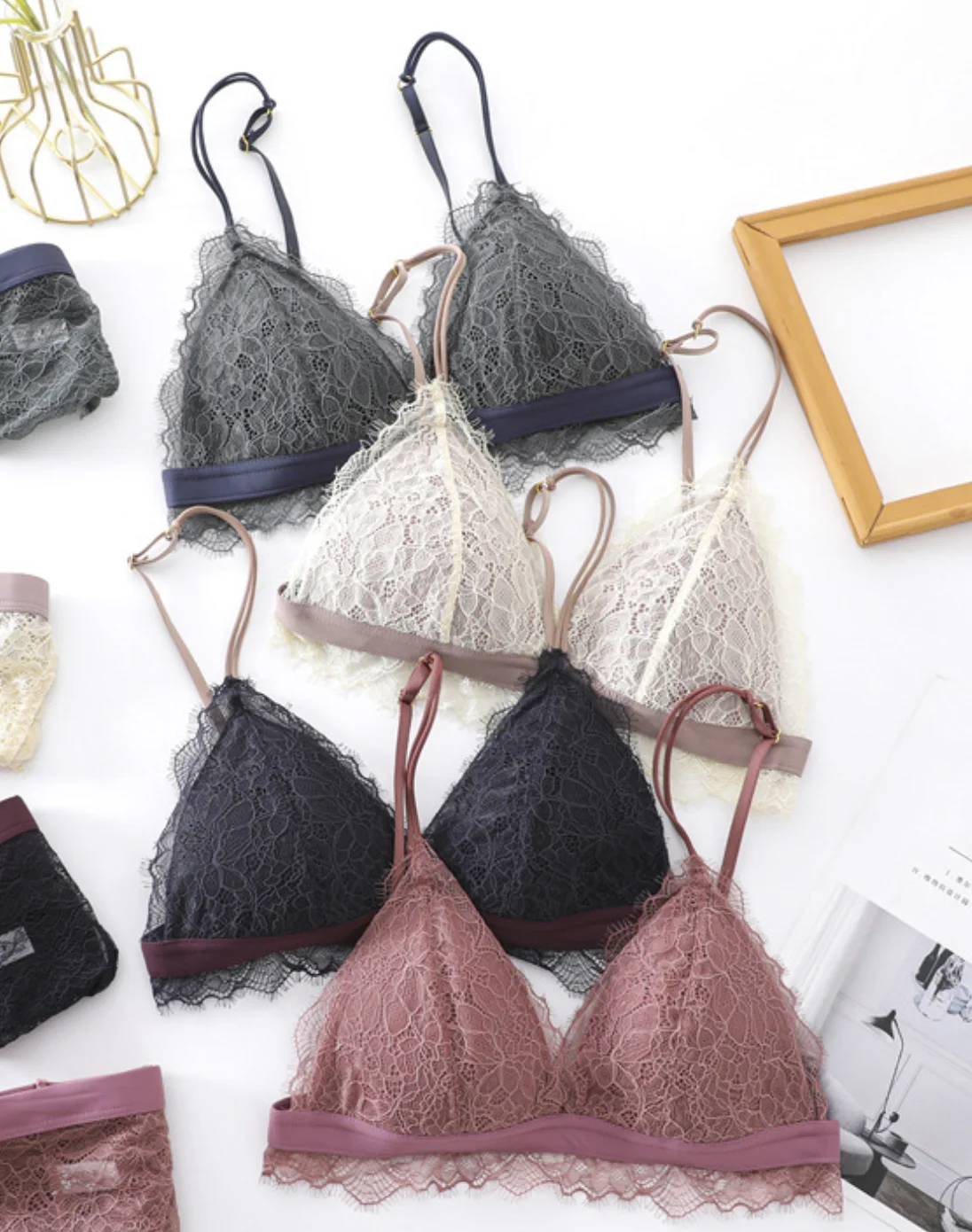 

high quality wholesalel ladies women embroidery push up cotton lace bra, Multiple colors