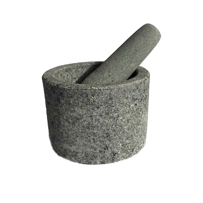 

14cm Cylinder rought stone mortar and pestle spice tool medical crusher granite mortar bowl around retro