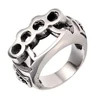Silver Biker Ring 316L Stainless Steel Boxing Gloves Hand Buckle Soft Gothic Men's Punk Goth Brass Knuckle Ring Hiphop Bands