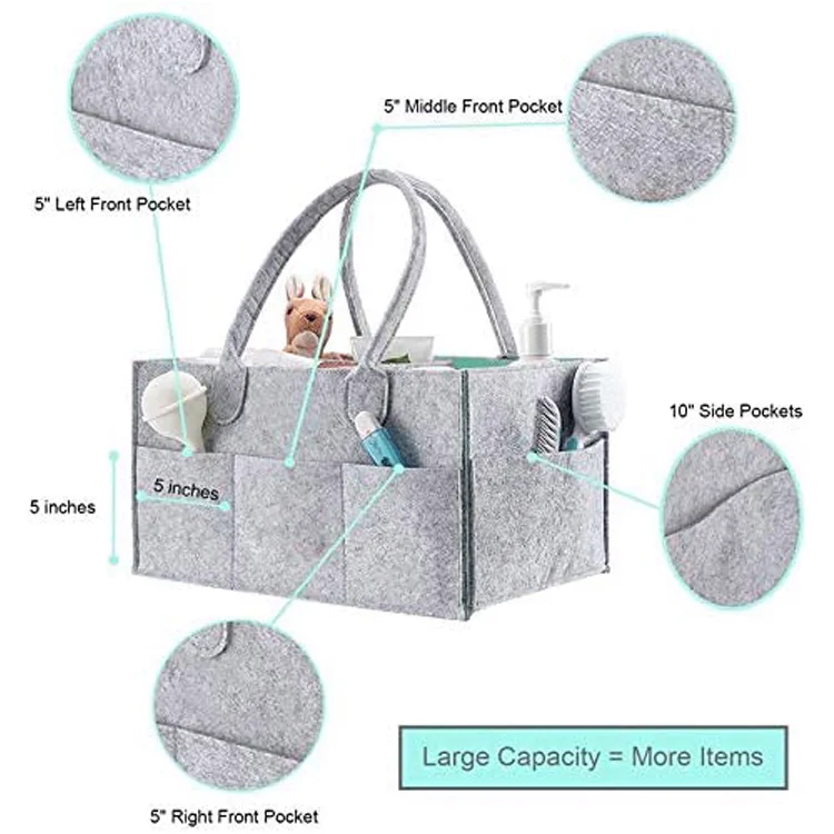 Felt Diaper Caddy Organizer Bag Diaper Storage Bag Box Car Travel Easy