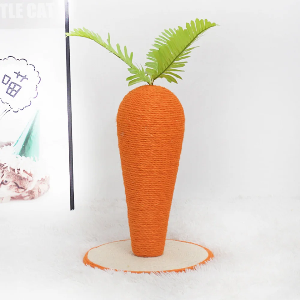 

Funny Pet Cat Scratching Board Carrot Shape Toys Strong Sisal Post For Grinding Claws Pet Cat Toy, Orange