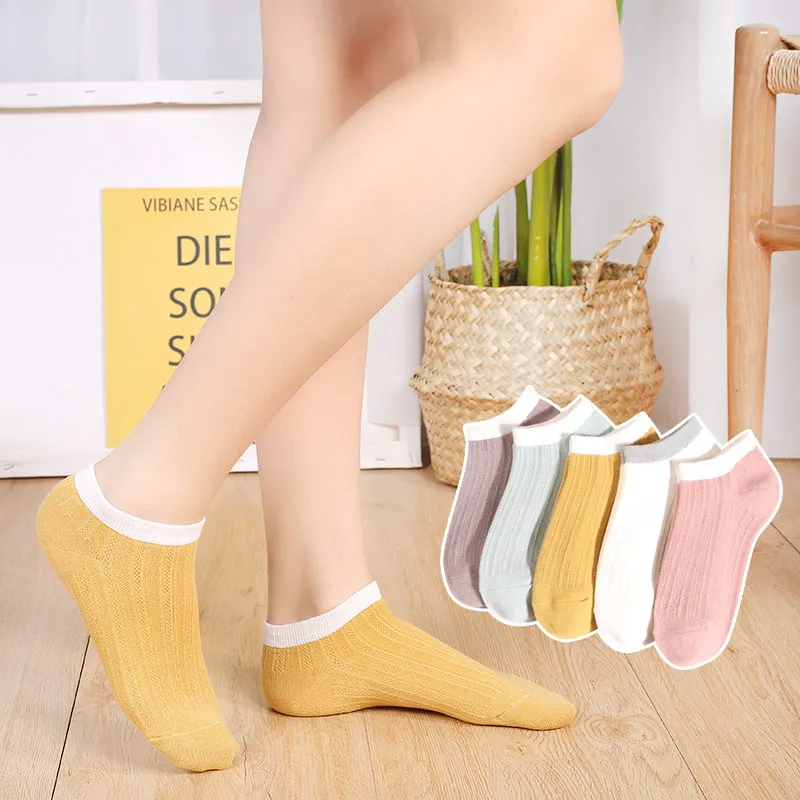 

The New College Style Sweet Boat Socks Candy Colored Cotton Women Socks, Picture shown