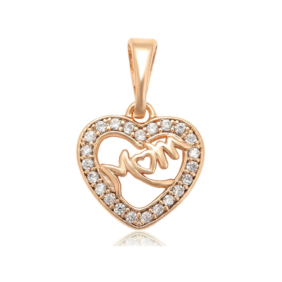 

35447 Xuping Christmas promotional gift stone heart-shaped pendant gold jewelry letter mom Pendants & Charms, White