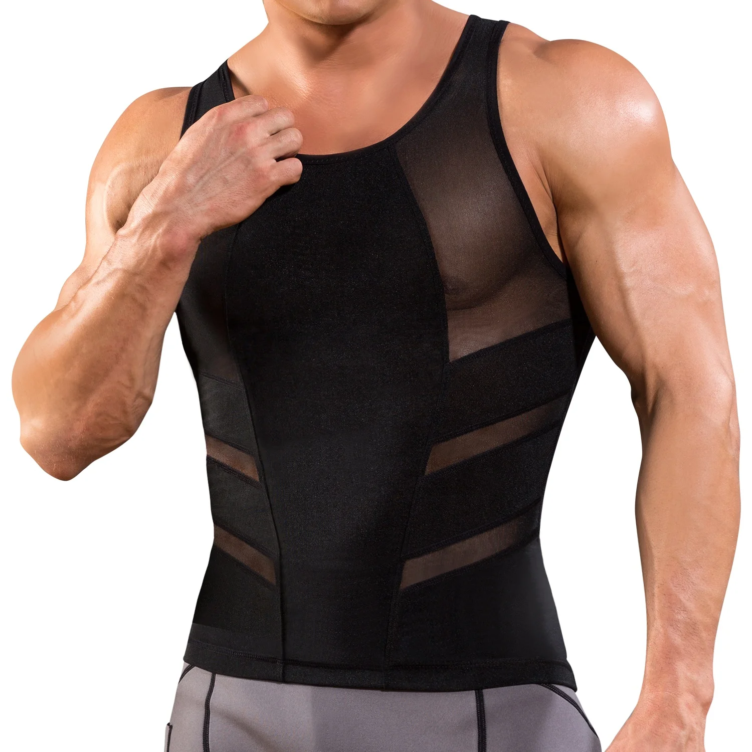 

Mens Seamless Mesh Bodyshaper Shirt Shapewear Shapers Vest for Body Slimming