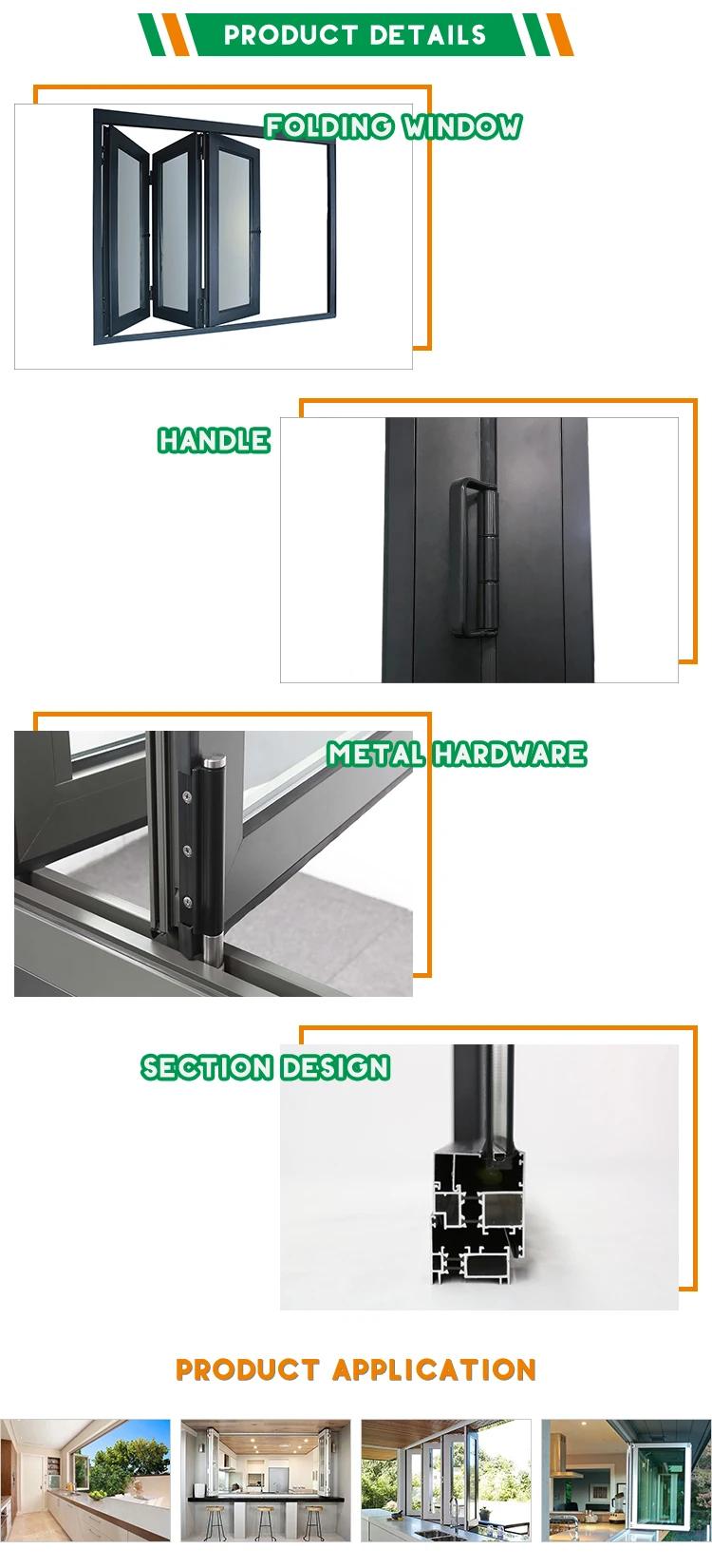 malaysia aluminium accordion folding window door for bathroom