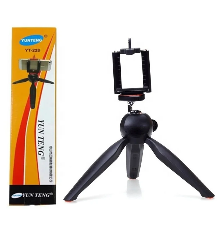

Yunteng 228 Digital Camera Pocket Travel Tripod with Cell Phone Holder for Smartphone, Black