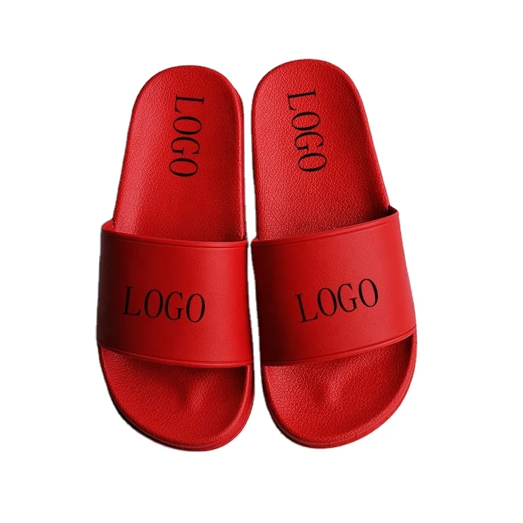 

China wholesale plain custom sandal slide,custom logo pvc slide sandal slipper red slide sandal men, Black/white
