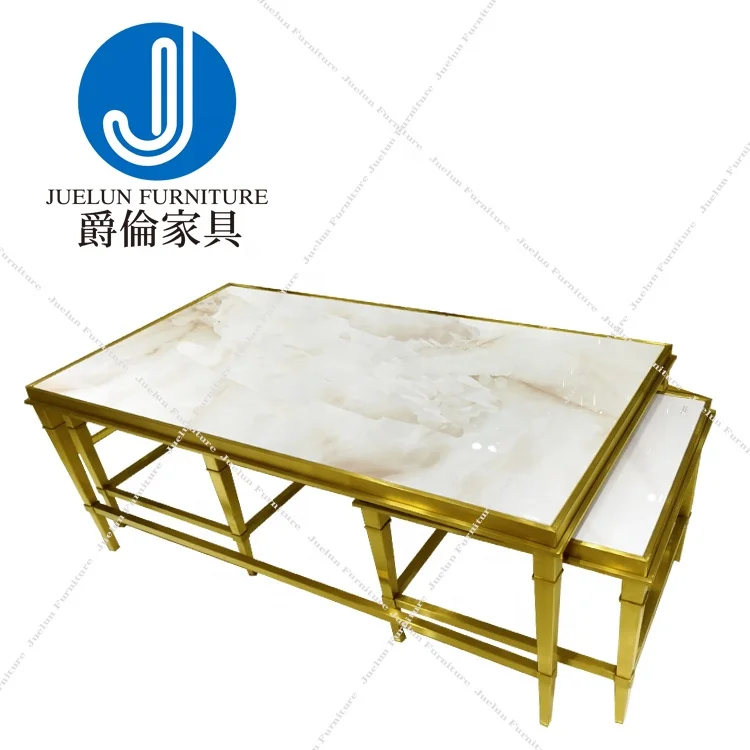 Cheap Factory Price gold stainless steel square table leisure table unique modern coffee table