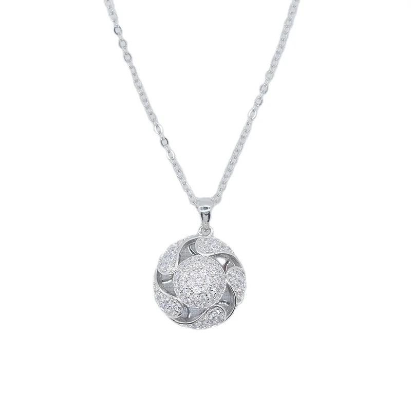

Wholesale Sun Flower Rotary Crystal 18K Gold Plated Chain Pendants Necklaces