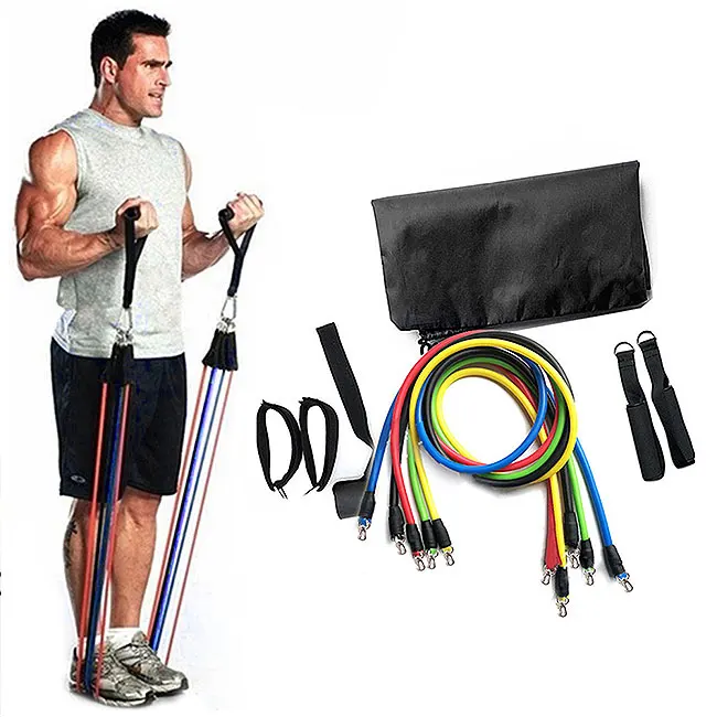 

exercise resistance bands jump training musculation fitness tpe elastic tension pull rope 11 pcs set, Customized color