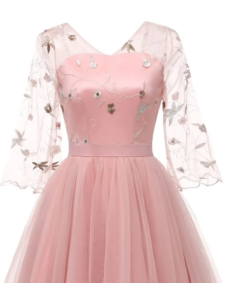 2019 ODM Apparel Half Sleeve V-Neck Applique A-Line Prom Dress Mother Of The Bride Suits