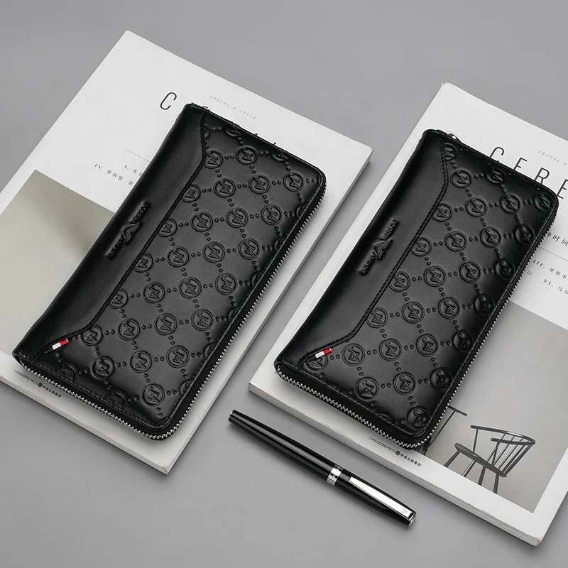 

2019 new Men's Leather Wallet Clutch Bag Phone Bag Leather Bag Letter Wallet, 1 colors